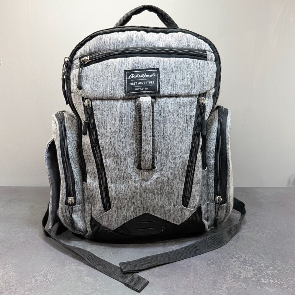 Eddie Bauer Rainer Backpack Diaper Bag Gray 11 Pocket